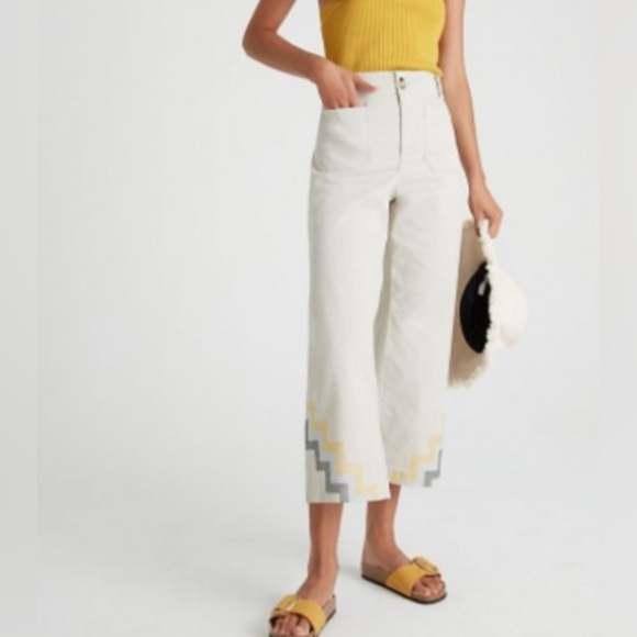 Anthropologie Denim - MAEVE By Anthropologie Hallee Embroidered Wide Leg Pants
